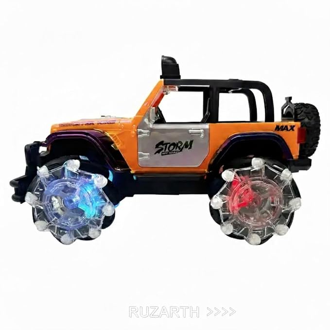 1:14 RC Off-Road Monster Jeep – 2.4GHz Stunt Car with Multicolor UV Body, LED Wheels & Openable Doors