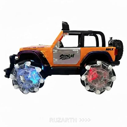1:14 RC Off-Road Monster Jeep – 2.4GHz Stunt Car with Multicolor UV Body, LED Wheels & Openable Doors