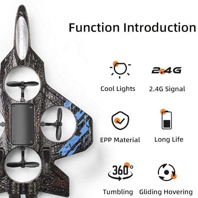 RC Fighter Plane Toy – 2.4GHz Remote-Controlled Jet with LED Lights & 360° Hovering