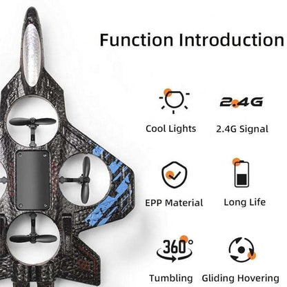 RC Fighter Plane Toy – 2.4GHz Remote-Controlled Jet with LED Lights & 360° Hovering