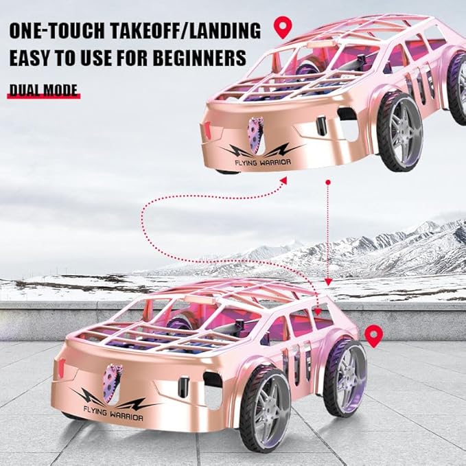 Mini 2-in-1 RC Flying Car – Air & Ground Dual-Mode Drone Car with Colorful LED Lights & 2 Batteries