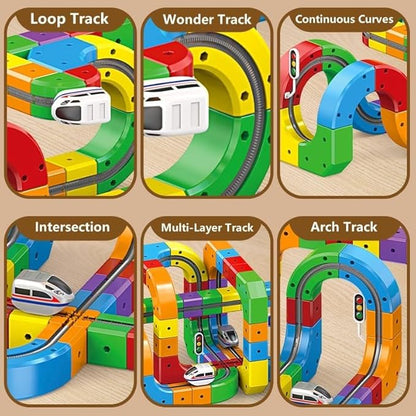 OPINA DIY Cube Track Magic Rail Train Set – 81-Piece Educational Building Track Toy for Kids