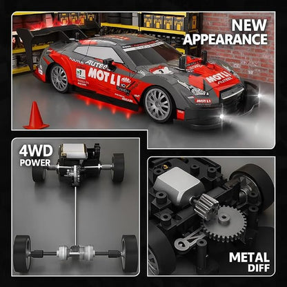 DWH 1:24 RC Drift Car – 20 KM/H 4WD High-Speed Remote Control Racing Car with LED Lights