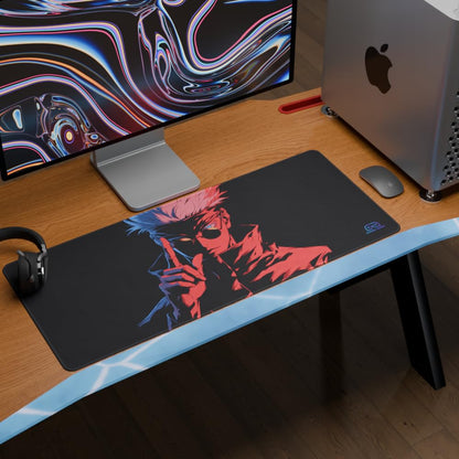 Gojo Satoru Gaming Mouse Pad L – Premium Anime Desk Mat with Stitched Edges & Non-Slip Rubber Base | Keyboard & Mouse Pad for Office & Home