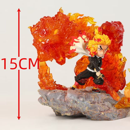 Kyojuro Rengoku Flame Battle LED Figure – 15cm Premium Demon Slayer Collectible Statue
