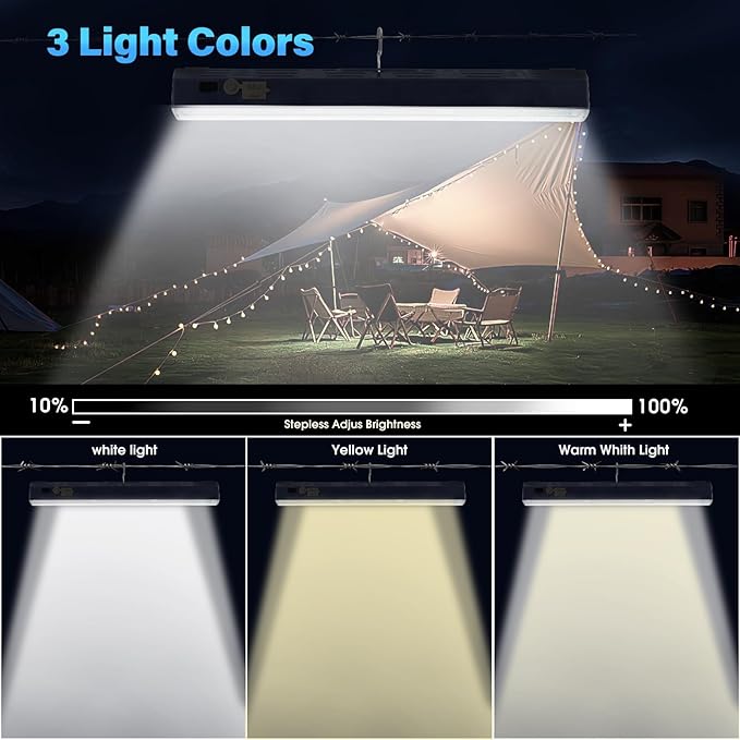 LETOUR Magnetic LED Light Bar – 4000 Lumens Rechargeable 40cm Portable Work Light with 7500mAh Battery