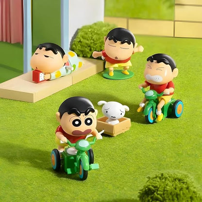 Shin Chan Action Figure with Shiro & Scooter – Cute Cartoon Collectible Showpiece for Car Dashboard & Desk Decor