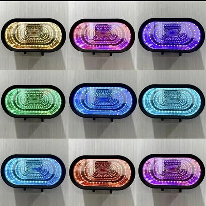 Infinity LED Garage Key Holder – Wall Mounted Mirror Key Organizer with Multi Hooks