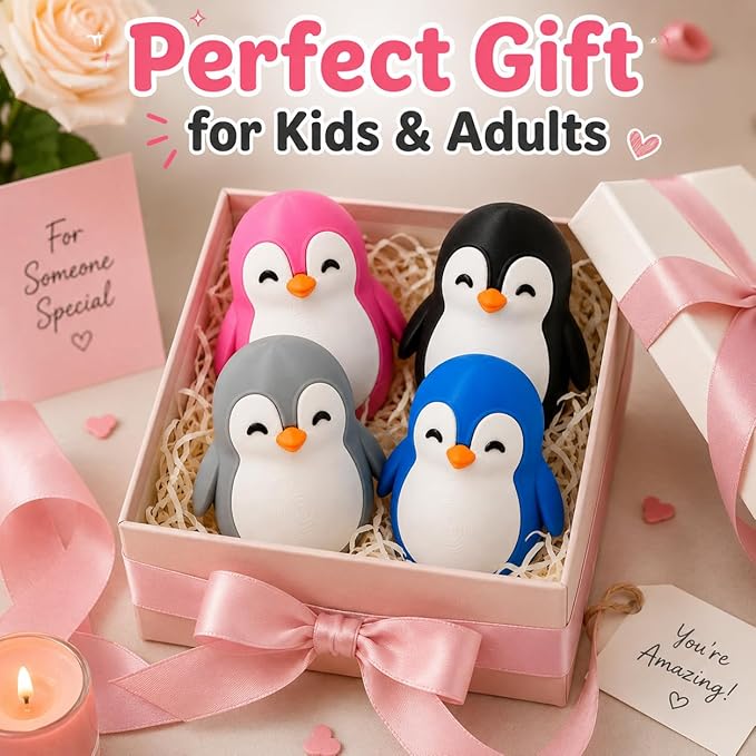 Penguin Roly-Poly Wobble Toy – Self-Righting Interactive Kids Figure (Blue & White)