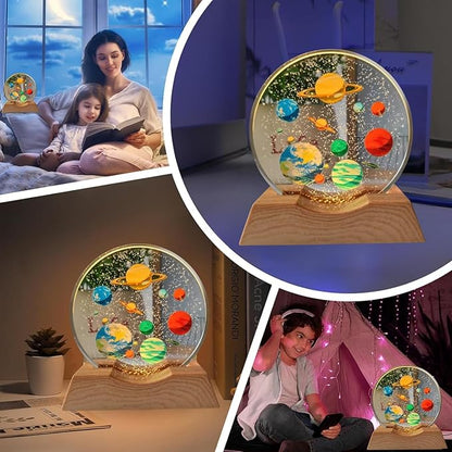One94Store 3D Planet Acrylic LED Night Light – Warm White Decorative Table Lamp for Home & Bedroom