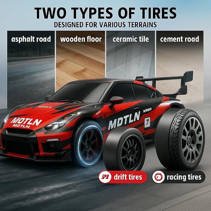 DWH 1:24 RC Drift Car – 20 KM/H 4WD High-Speed Remote Control Racing Car with LED Lights