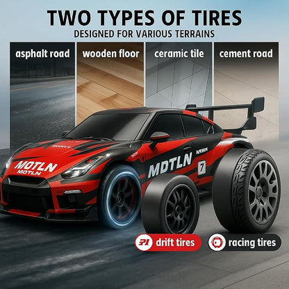 DWH 1:24 RC Drift Car – 20 KM/H 4WD High-Speed Remote Control Racing Car with LED Lights