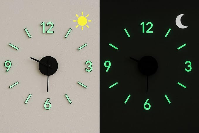 cozyloom Radium Simple Wall Clock – Minimalist Modern Analog Timepiece with Glow-in-Dark Radium Markers &, Office, Living Room & Bedroom Décor (60x60cm)