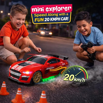 MiniExplorer Ghost RC Drift Car 1:24 Scale 4WD – 20KM/H High-Speed Remote Control Racing Car with LED Lights