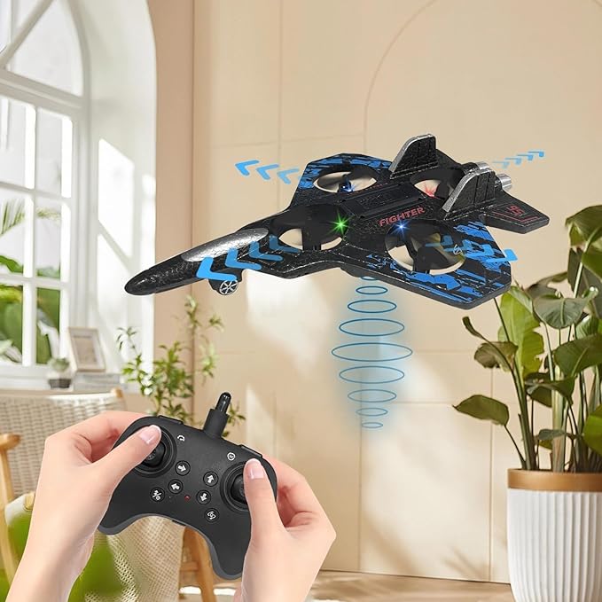 RC Fighter Plane Toy – 2.4GHz Remote-Controlled Jet with LED Lights & 360° Hovering