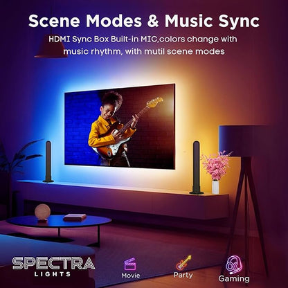 HDMI Sync Box with LED Bar – Smart TV Backlight Kit for 75–85 Inch TVs with App & Voice Control