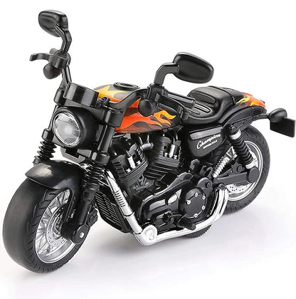 Magicwand® 1:14 Scale Die-Cast Cruiser Motorcycle – Pull Back Metal Bike with Moving Handle (Black)
