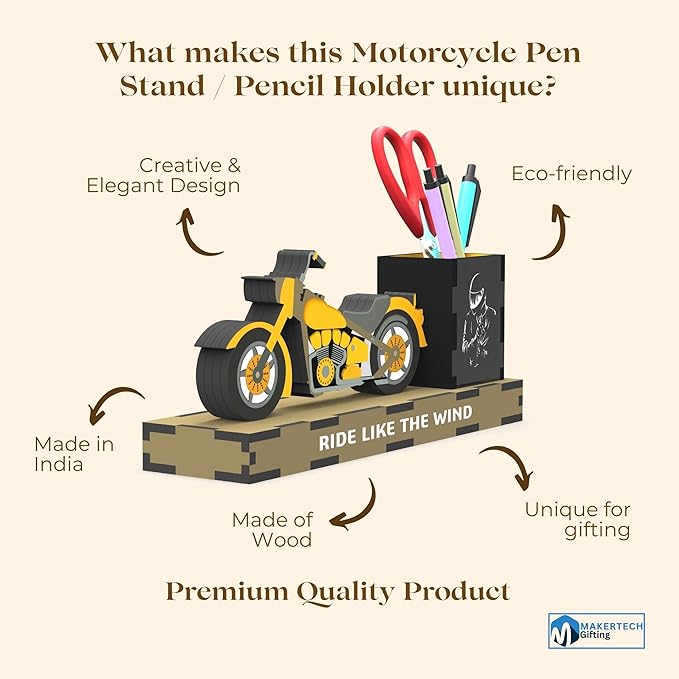 Motorcycle Pen Stand – Bike-Shaped Desk Organizer for Riders, Home & Office Décor