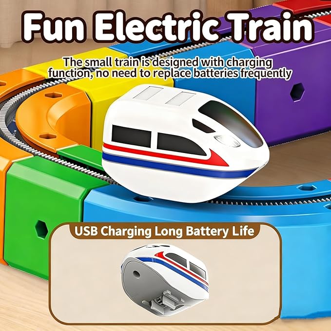 OPINA DIY Cube Track Magic Rail Train Set – 81-Piece Educational Building Track Toy for Kids