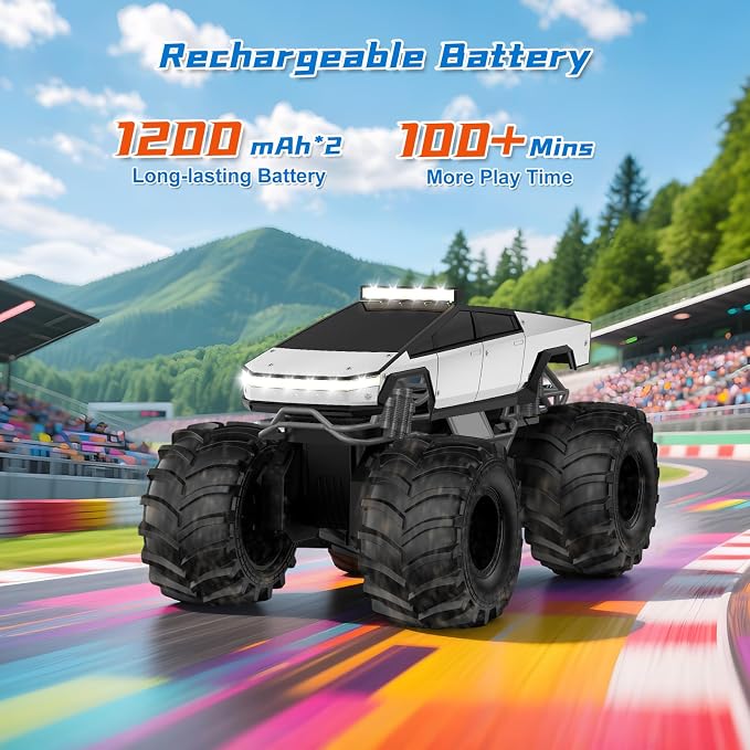 Dafotil 1:18 Cyber Truck RC Car – 2.4GHz 4WD Waterproof Amphibious All-Terrain Monster Truck
