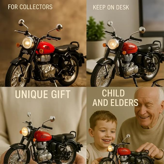 Royal Enfield Classic 350 Die-Cast Motorcycle – 1:15 Scale Bullet Bike Model with 2 Extra Fuel Tanks
