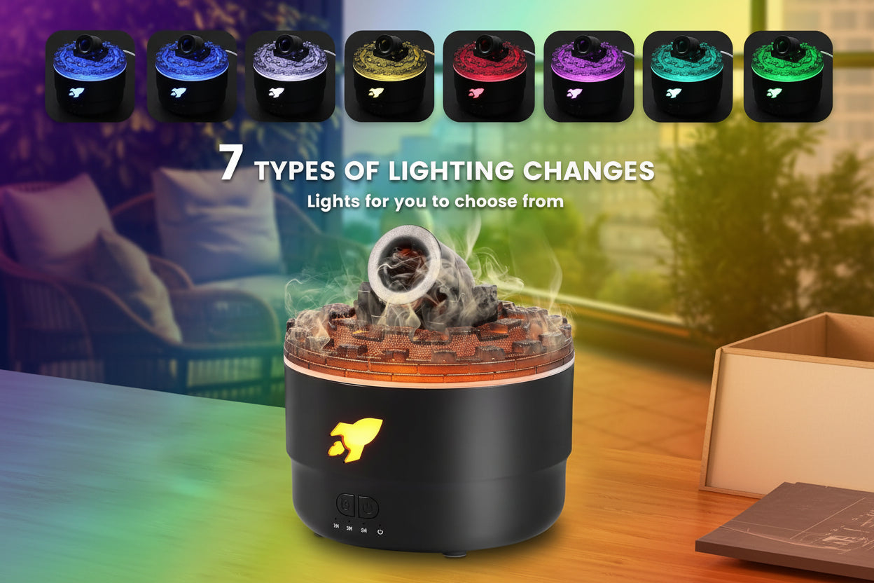 Cannon Blast Ring Humidifier & Aromatherapy Diffuser – 7-Color LED Night Light, Cool Mist Air Moisturizer with Timer Function