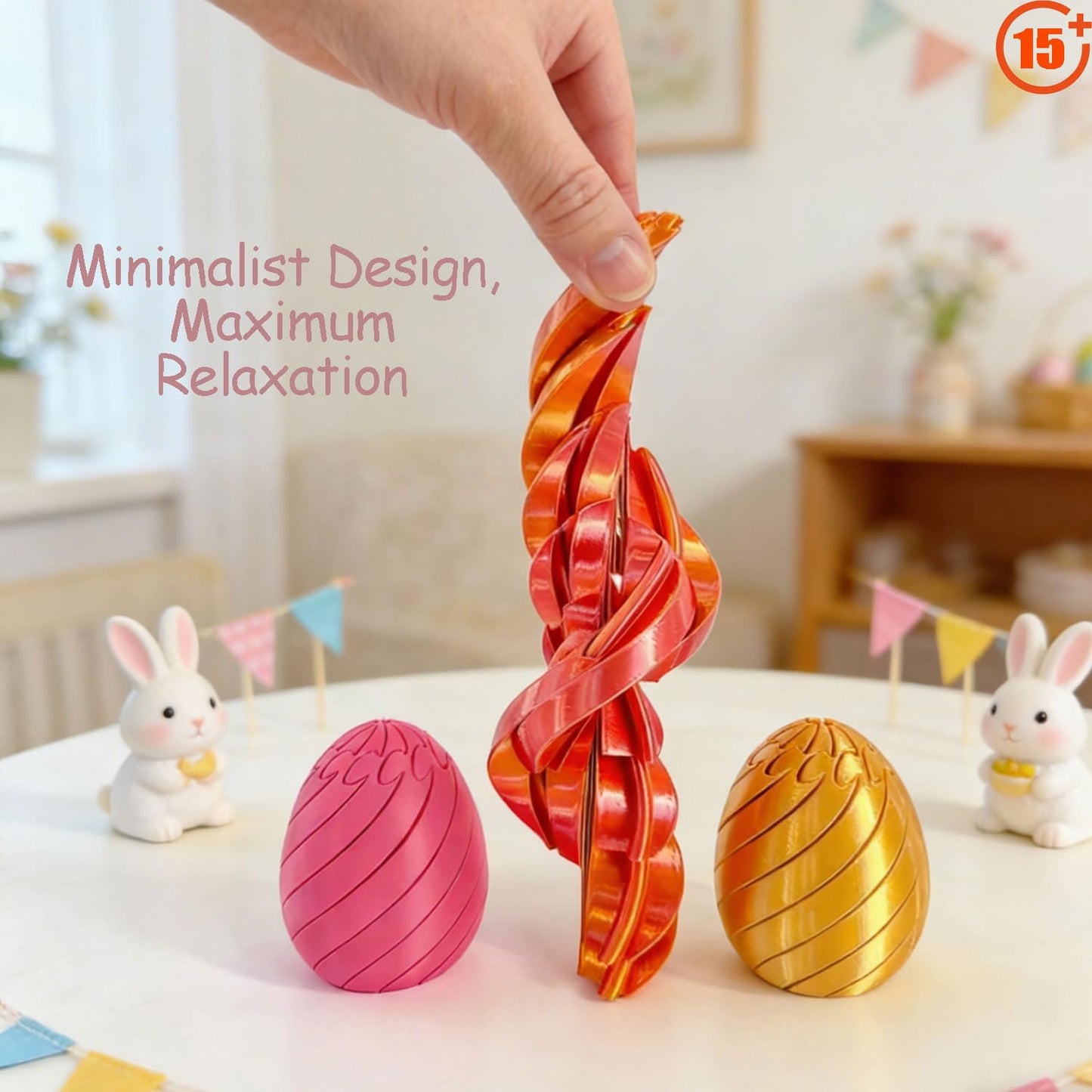 3D Printed Twisty Egg Fidget Toy – Slippery Sensory Stress Relief Easter Toy for Kids & Adults