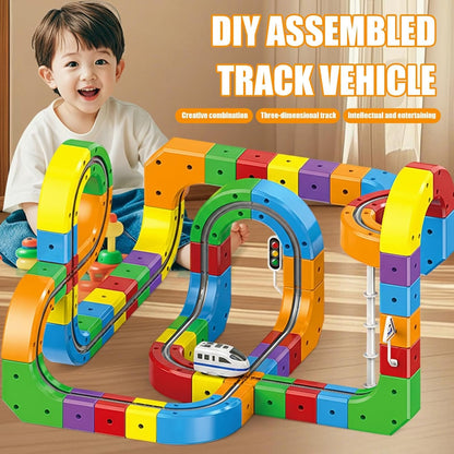 OPINA DIY Cube Track Magic Rail Train Set – 81-Piece Educational Building Track Toy for Kids
