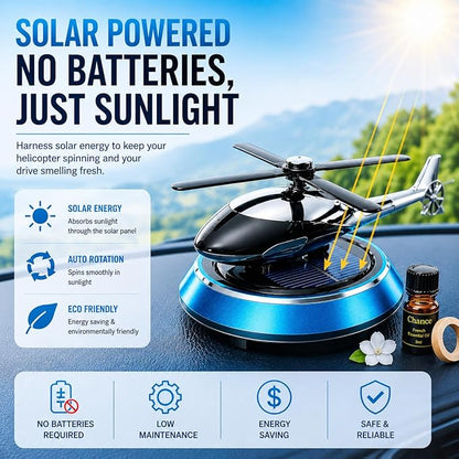 Solar-Powered Helicopter Car Dashboard Air Freshener – Rotating Blades Aromatherapy Perfume Diffuser