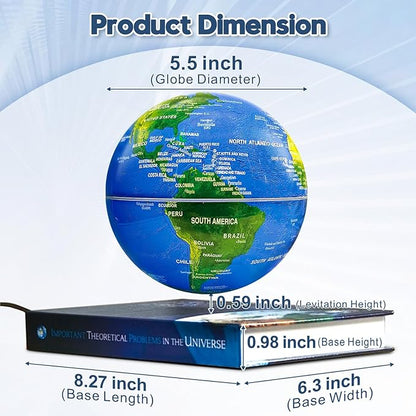 Flagest Magnetic Levitating Floating Globe – Rotating Globe with LED Book Base for Home & Office Décor