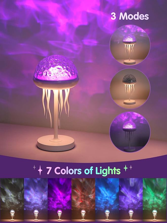 Jellyfish Projection Night Lamp – Dimmable LED Ambient Table Light with Remote Control