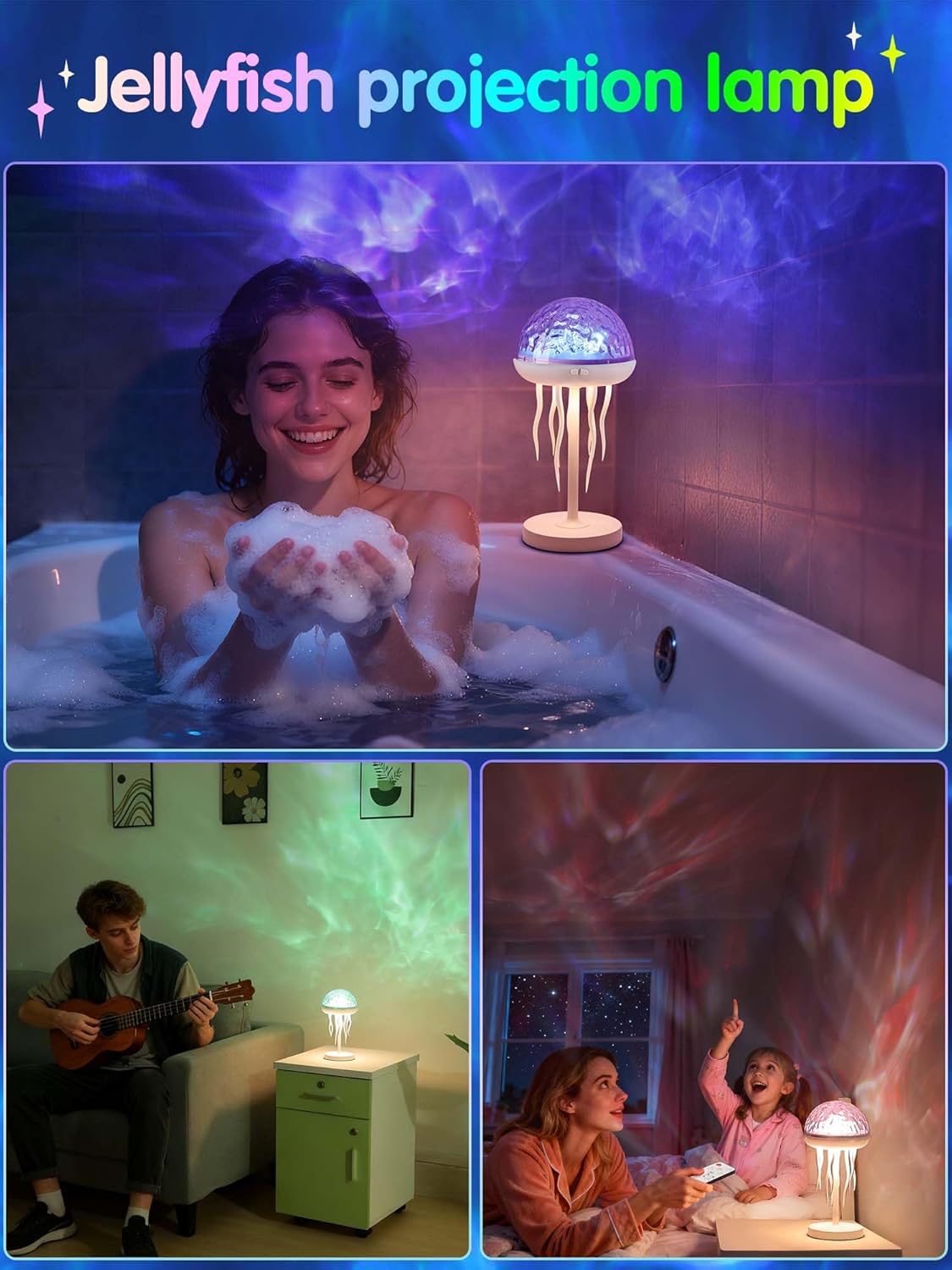Jellyfish Projection Night Lamp – Dimmable LED Ambient Table Light with Remote Control