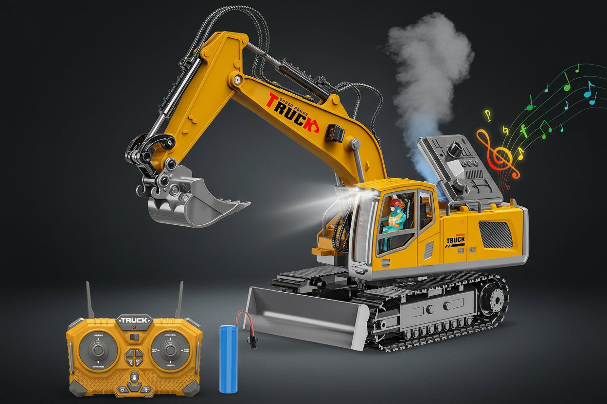 RC Metal Excavator 13-Channel – Alloy Construction Vehicle with 680° Rotation
