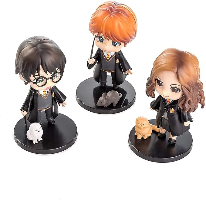 Harry Potter Action Figure Set – 3 Pieces Mini Collectible Figures for Cake Toppers, Desk & Dashboard Decor