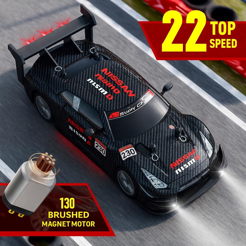 DWH 1:24 RC Drift Car – 20 KM/H 4WD High-Speed Remote Control Racing Car with LED Lights