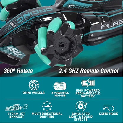 KIPA GAMING F1 Super Drifter RC Car – 25 km/h High-Speed Stunt Drift Car with Smoke, LED Lights & 360° Rotation