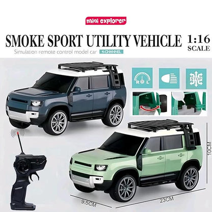 MiniExplorer SUV Defender RC Car – Rechargeable Remote Control SUV with Real Smoke & LED Lights