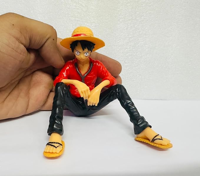 AUTO MT Red Monkey D. Luffy Sitting Figure – One Piece Car Dashboard & Desk Decor Showpiece