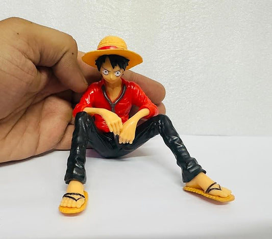 AUTO MT Red Monkey D. Luffy Sitting Figure – One Piece Car Dashboard & Desk Decor Showpiece