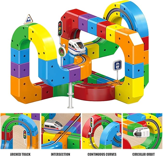 OPINA DIY Cube Track Magic Rail Train Set – 81-Piece Educational Building Track Toy for Kids