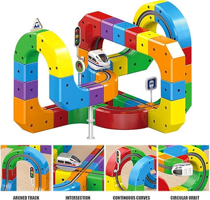 OPINA DIY Cube Track Magic Rail Train Set – 81-Piece Educational Building Track Toy for Kids