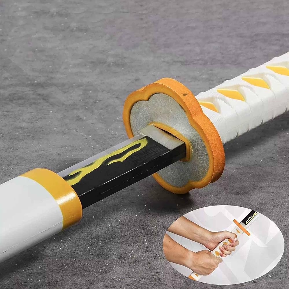 Demon Slayer Zenitsu White Wooden Katana – 104cm Anime Cosplay Sword