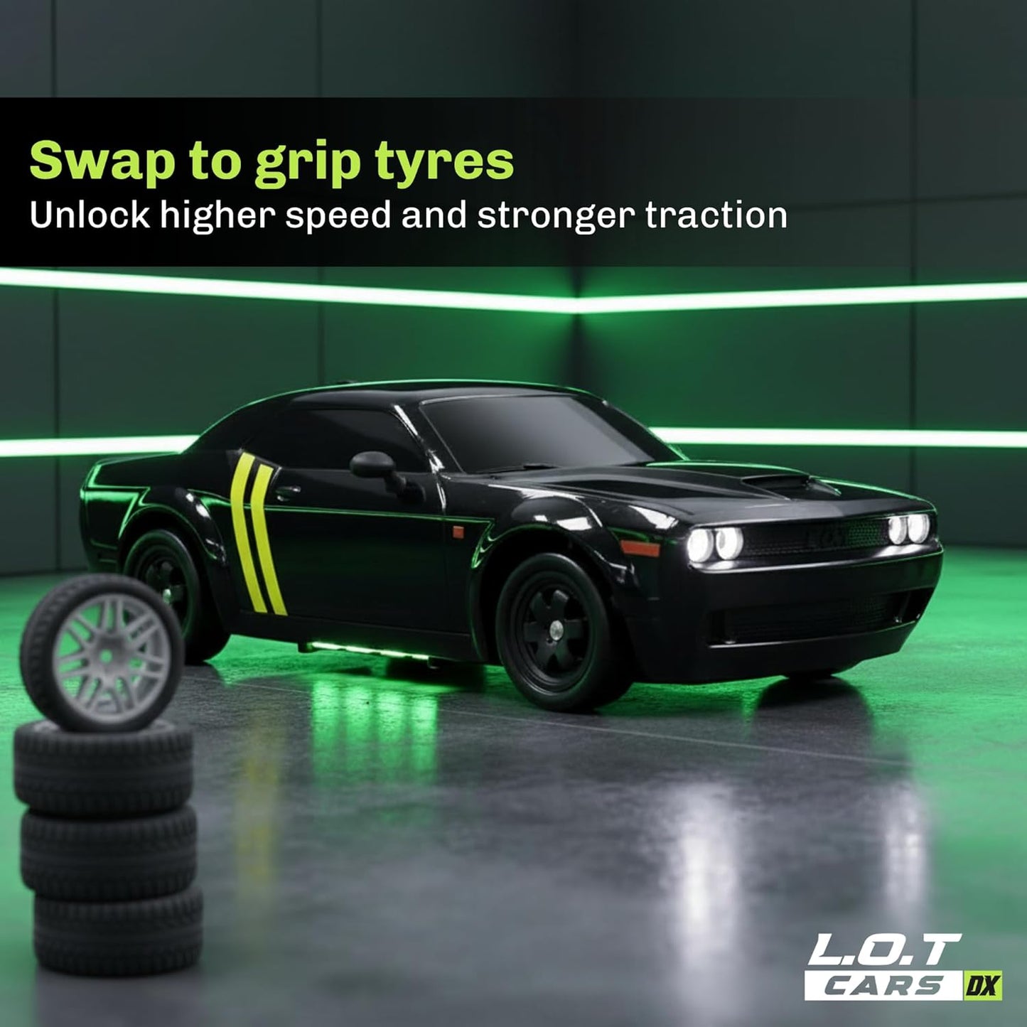 Shadow RC Drift Car 4WD – 20KM/H 2.4GHz Remote Control Racing Car with LED Lights (Tarmac Black)