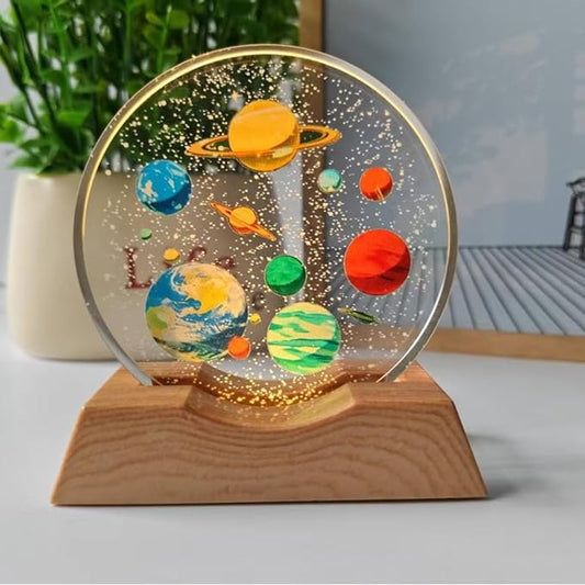 One94Store 3D Planet Acrylic LED Night Light – Warm White Decorative Table Lamp for Home & Bedroom