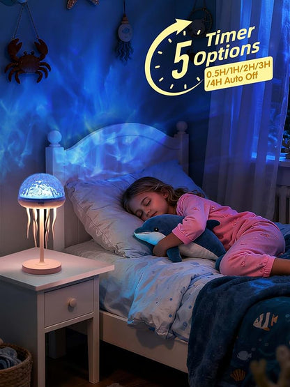 Jellyfish Projection Night Lamp – Dimmable LED Ambient Table Light with Remote Control