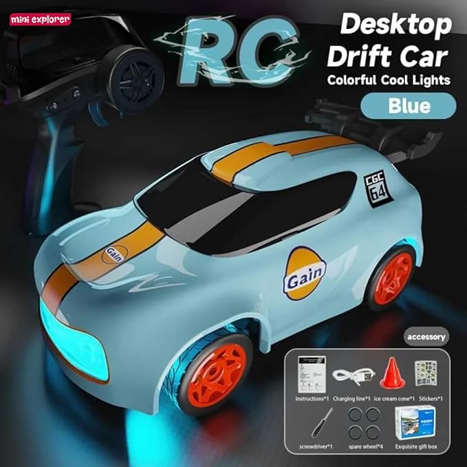 MiniExplorer Punto 1:64 RC Drift Car – Rechargeable Remote Control Car with Drift & Grip Modes