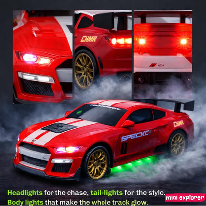 MiniExplorer Ghost RC Drift Car 1:24 Scale 4WD – 20KM/H High-Speed Remote Control Racing Car with LED Lights