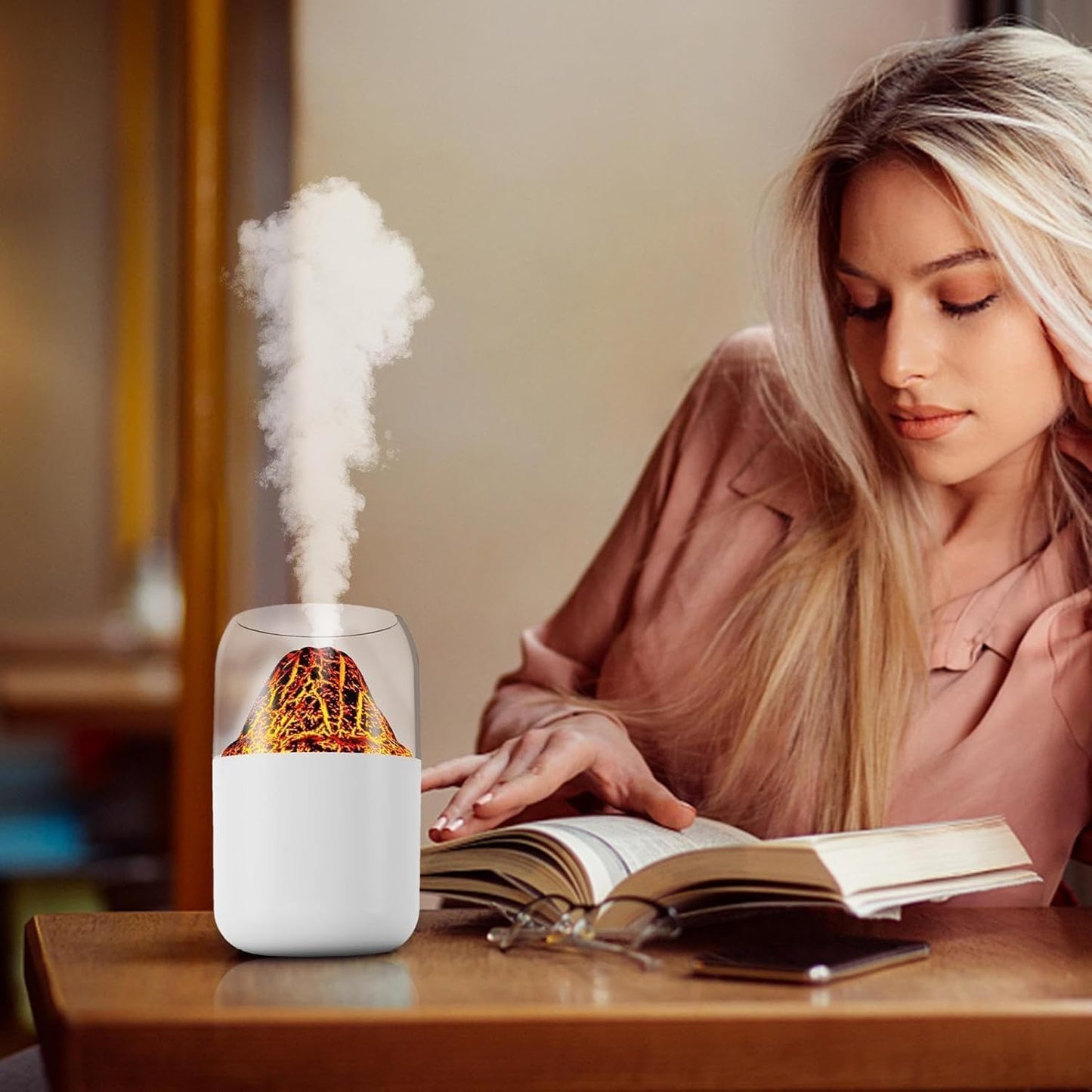 Volcano Flame Humidifier with LED Light – 3D Lava Mist Aroma Diffuser & Portable Air Humidifier (Multicolor)