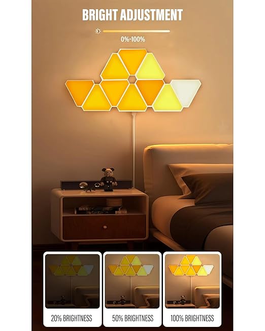 Smart RGBIC Triangular LED Wall Light Panels (Pack of 6) – App Control, Music Sync & 16 Million Colors