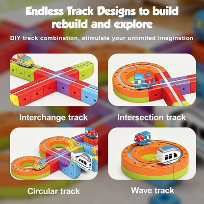 OPINA DIY Cube Track Magic Rail Train Set – 81-Piece Educational Building Track Toy for Kids